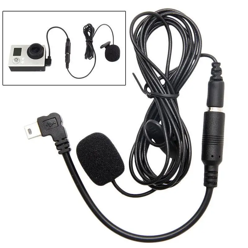 

3.5mm External Clip On Microphone Mic Adapter Cable Wire For GoPro 4 3+ 3 Camera Professional Travelling Cam Accessories
