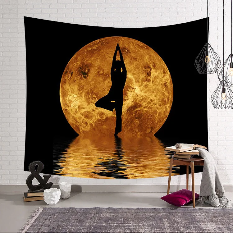 

Spiritual Yoga Moon Space Sports Meditation Room Background Decorative Tapestries Bathroom Tapestry Wall Hanging Decor Gift