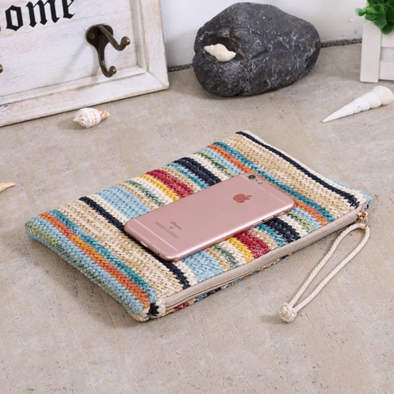 Women Daily Clutch Bag Female INS Popular Stripe Lady Mini Knitted Casual Handbag Holiday Hot Summer Beach Straw Bags SS3156 (11)
