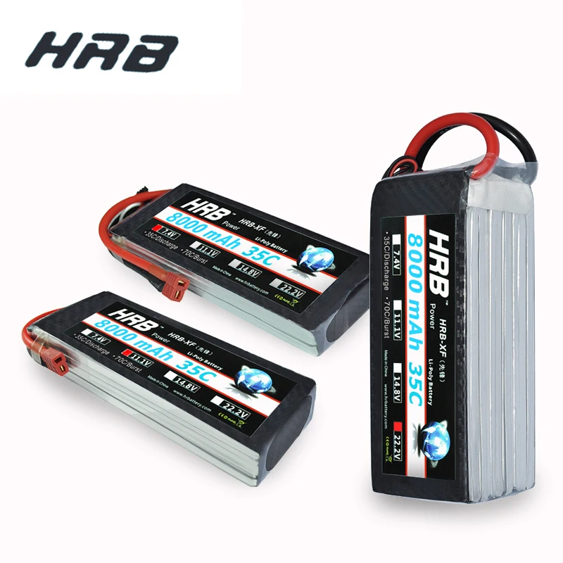 HRB RC Lipo 2S 3S 4S 5S 6S батарея 7 4 V 11 1 14 8 18 5 22 2 8000mAh 35C 70C XT60 вилка для радиоуправляемого