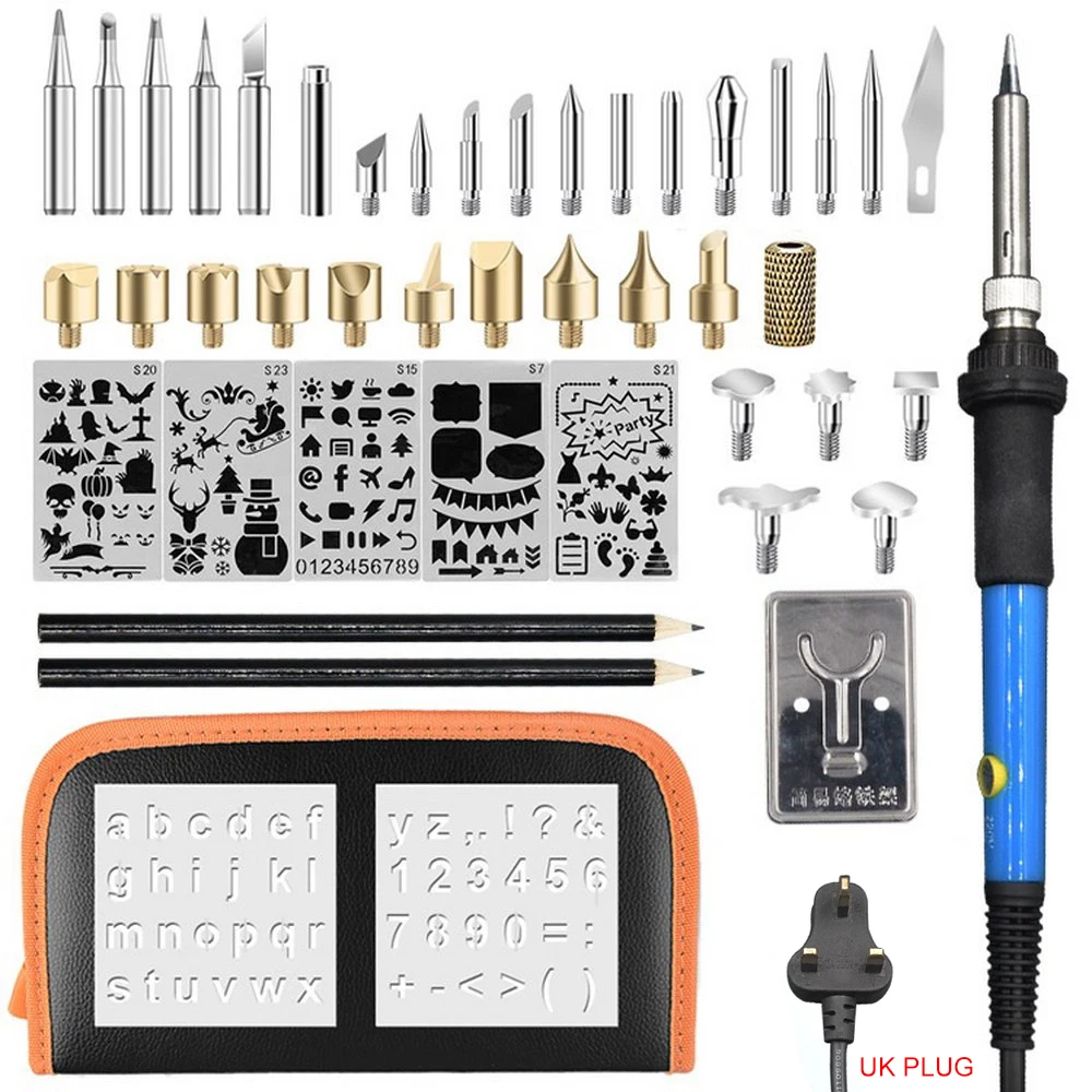 Профессиональный паяльник мощностью 60 Вт, электрическая ручка, резьба по дереву, комплект для выжигания, резьба по дереву, инструмент для пирографии, пайка по дереву, набор для тиснения