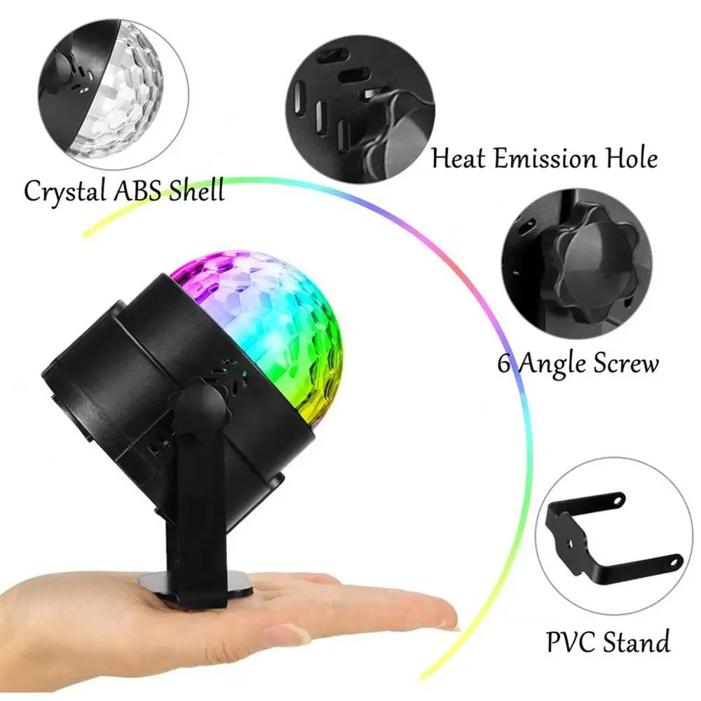 

Voice Control Party With Remote Control Dj Lighting, Rbg Disco Ball, Strobe Lamp 7 Mode Stage Par Light