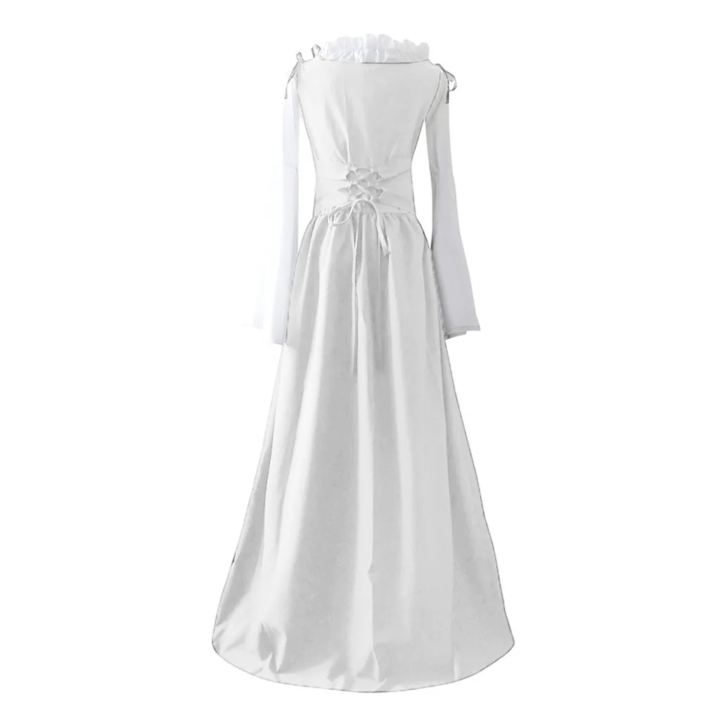 Женское Бандажное корсетное винтажное платье в стиле ренессанс с длинным рукавом и квадратным воротником, вечерние платья в стиле пэчворк