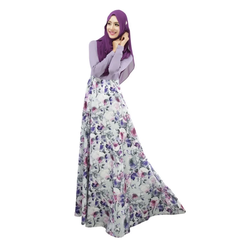 

Women Sexy Vestidos Large Size Floral Kaftan Abaya Jilbab Islamic Muslim Long Sleeve Maxi Dress Party Dresses