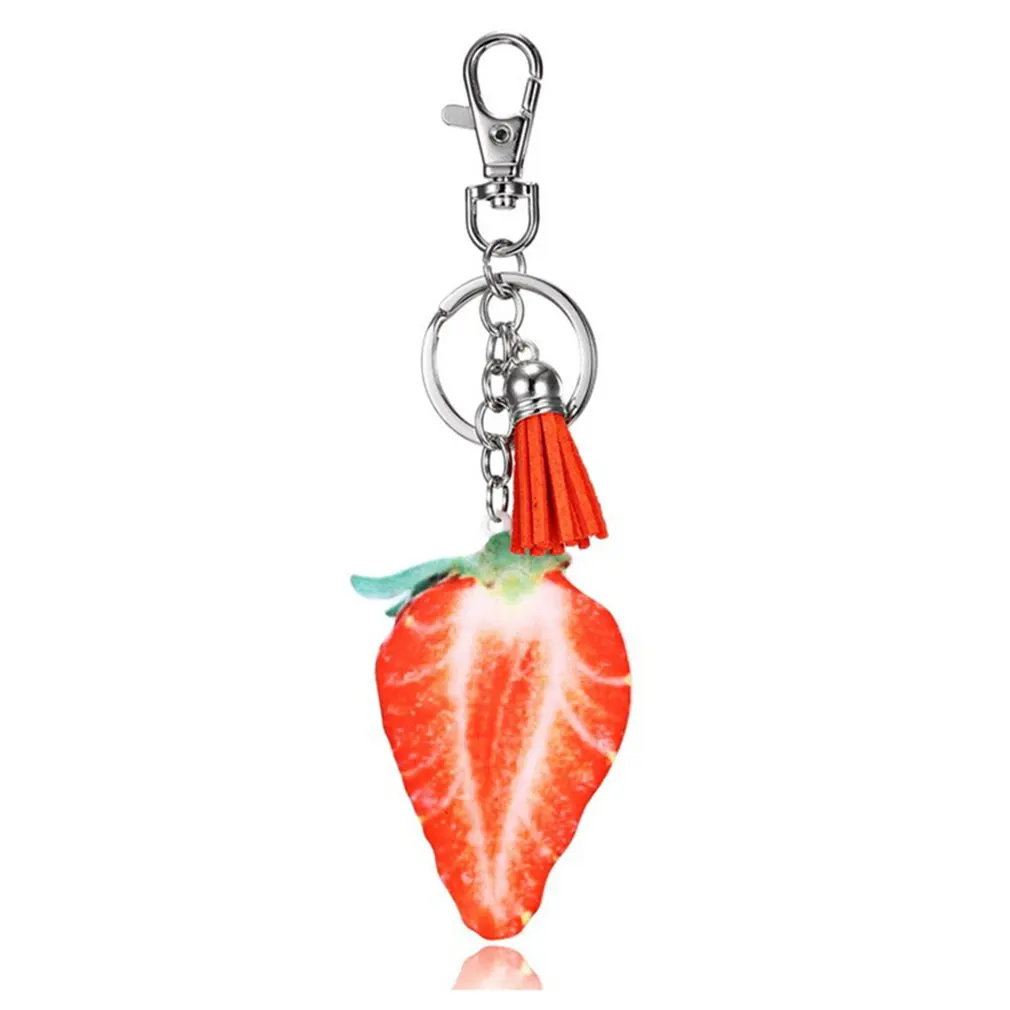 

Fruit Slice Charm Pendant Keychains Key Rings Key Holders Car Bag Wallet Accessary Fruit Key Chains Bag Accessories 2019