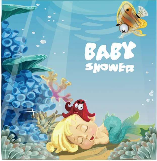 Princess Little Mermaid Baby Shower Backdrops Photography Fish Under