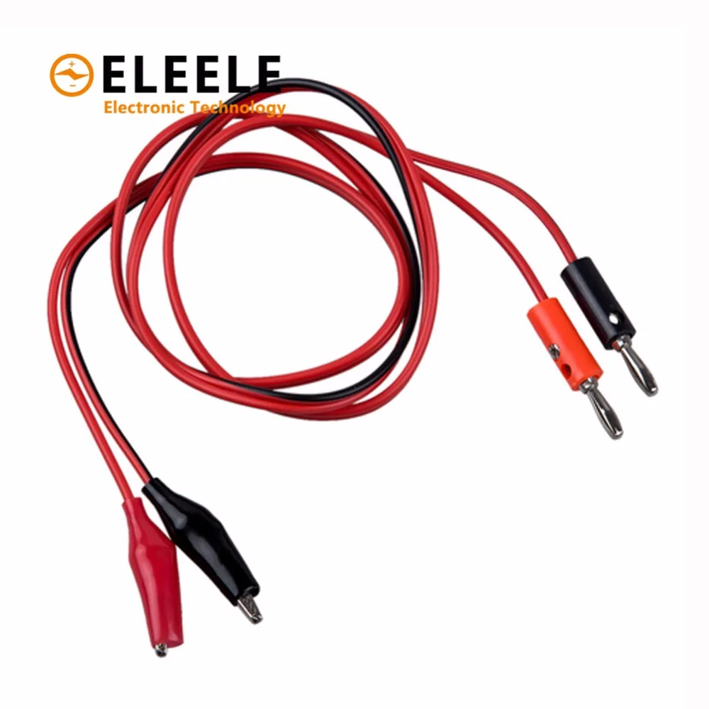 1 шт. 1 метр двойные красные и черные зажимы 2*0,5 квадратный кабель с зажимами типа "крокодил" разъем типа "банан" Аллигатор Перемычка провода Тестовые провода DX35