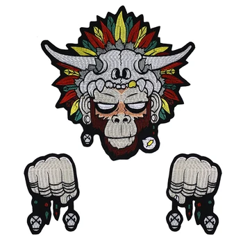 

Embroidery Ethnic Monkey Fist Patches Iron on Stickers APplique for Clothes Decorated Badges Craft Sewing 5sets
