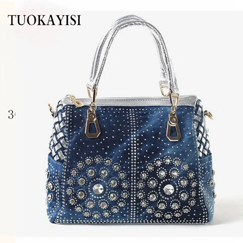 

2018 New Luxury Diamond Design Women Handbag New Fashion Messenger Bag Brand Style cowboy Bags Female Shoulder Bag