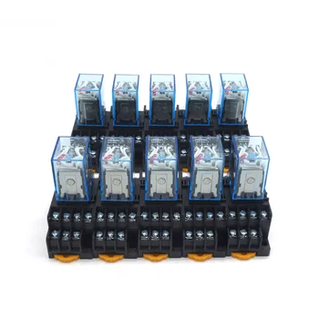 

10Pcs Relay MY4NJ 220/240V AC Small relay 5A 14PIN Coil DPDT With Socket Base