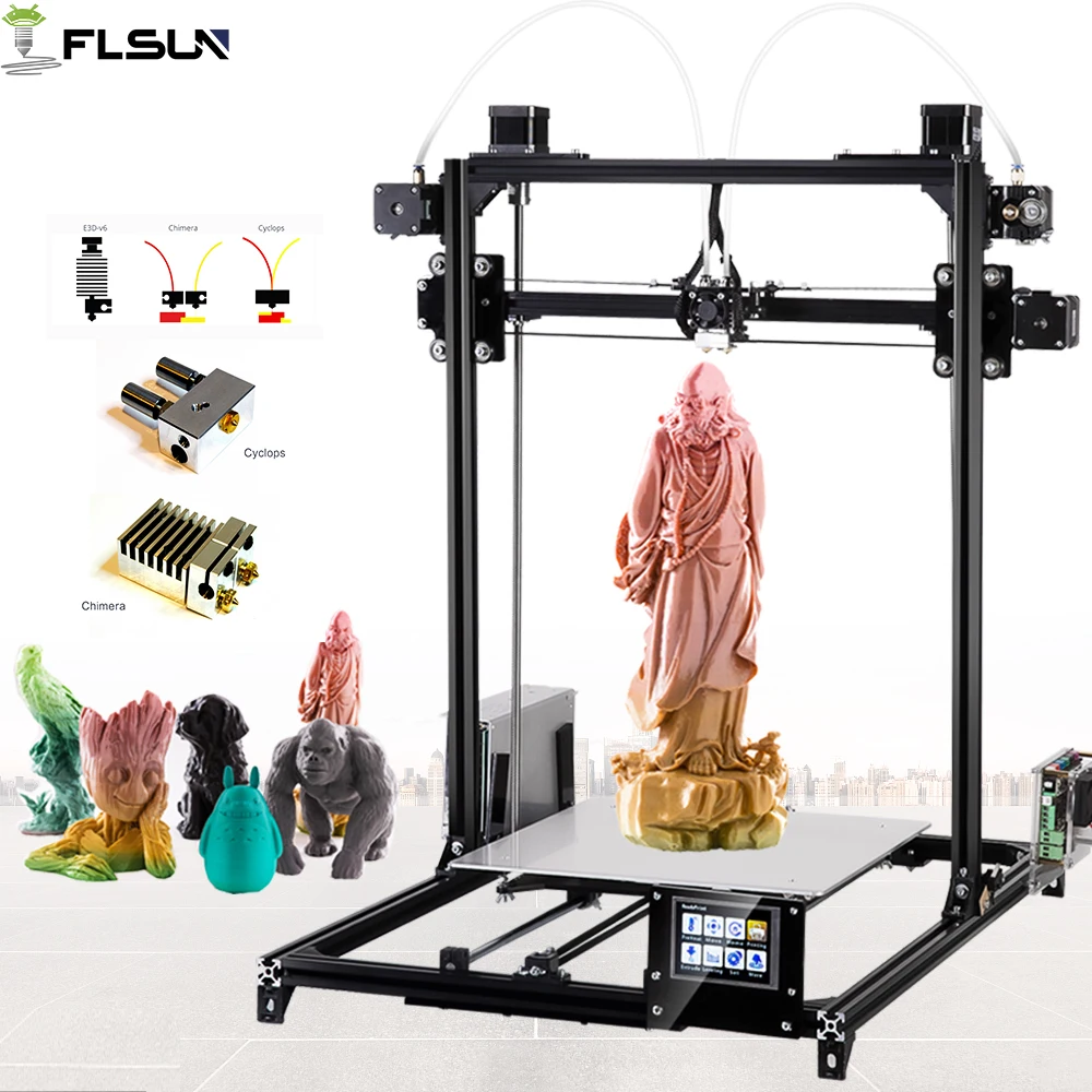 

Flsun 3D Printer Kit Double Extruder Touch Screen Large Printing Area 300*300*420mm Auto Leveling 3D-Printer One Roll Filament