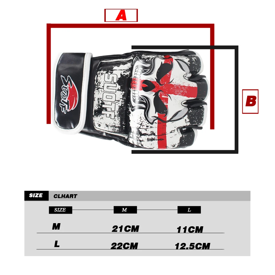 Suotf MMA Skull боксерская Боевая тренировка половина пальцев обучение таэквондо