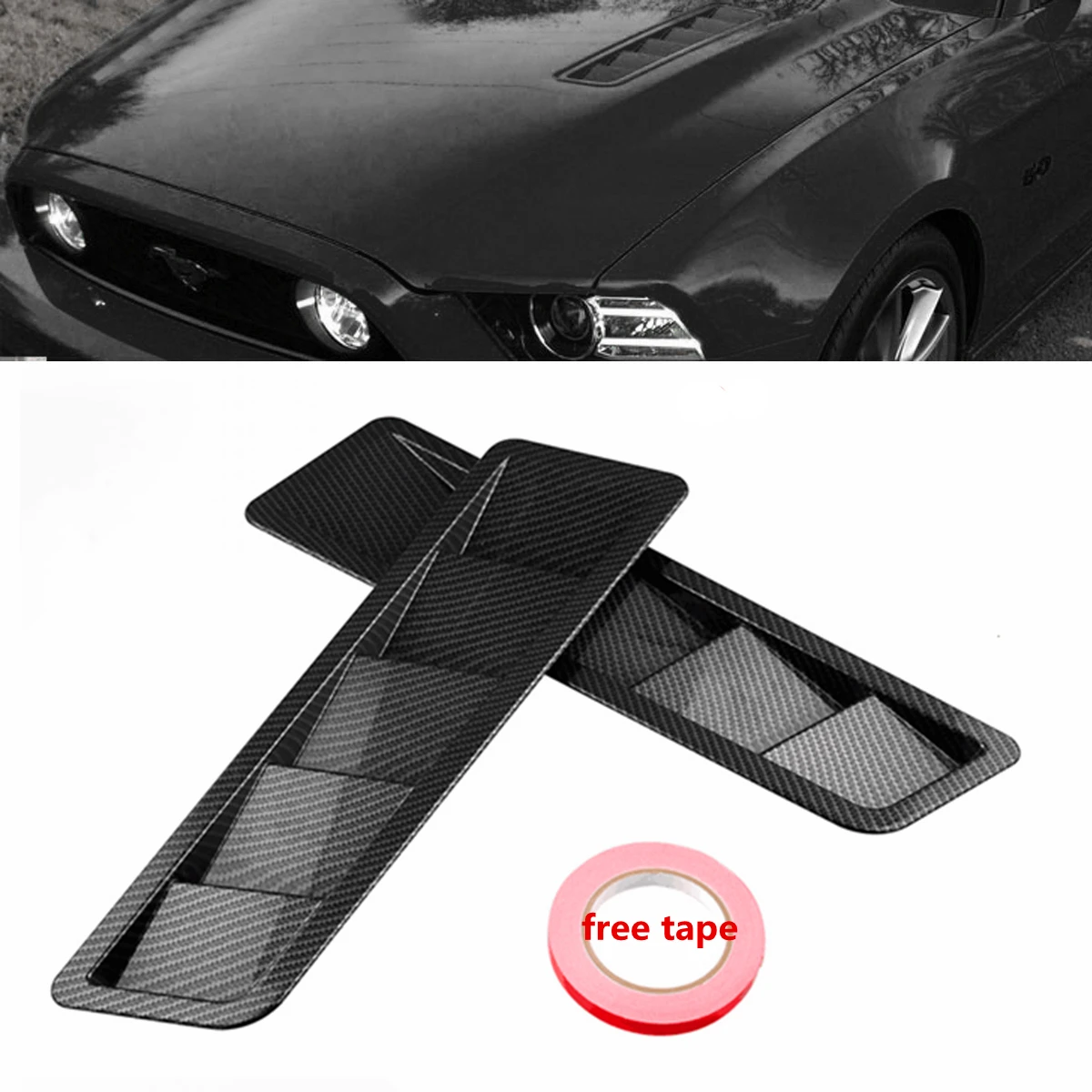 2pcs Bonnet Hood font b Exterior b font Vent Grille Cover Air Flow Intake Hood Self