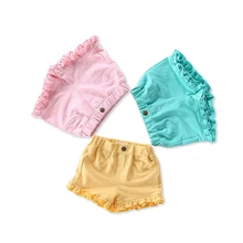 Летние Короткие хлопковые шорты с оборками для маленьких девочек трикотажные шорты для маленьких девочек повседневные короткие штаны для маленьких девочек детская одежда