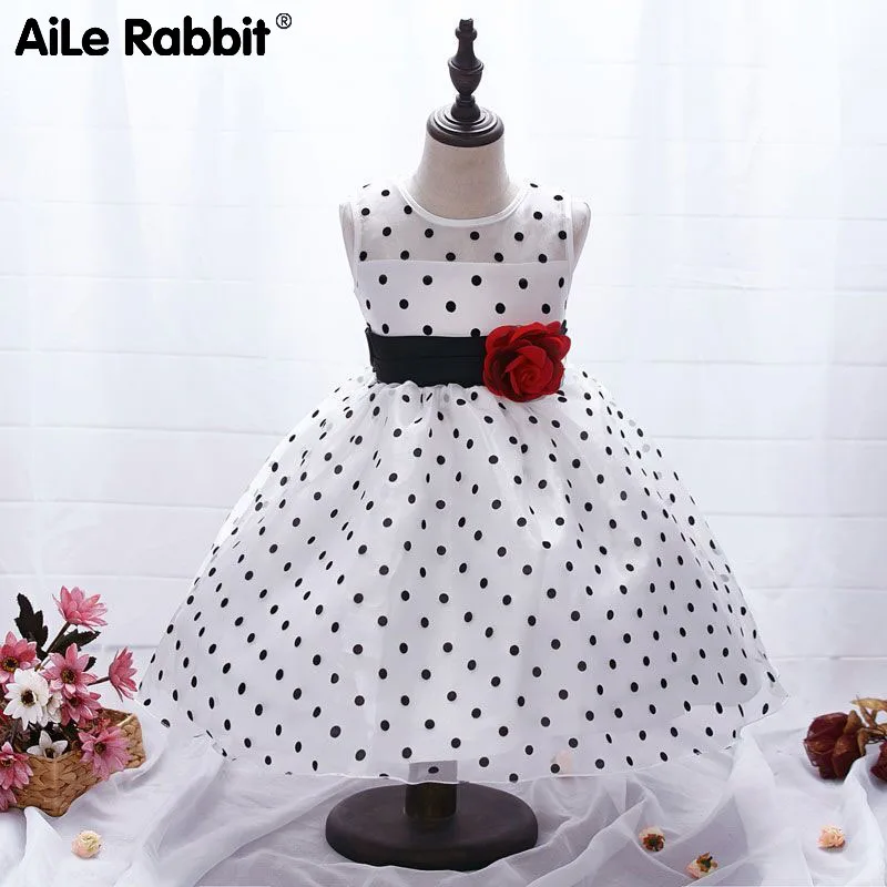 AiLe Rabbit/летнее платье в горошек для девочек Корейском стиле детское принцессы с