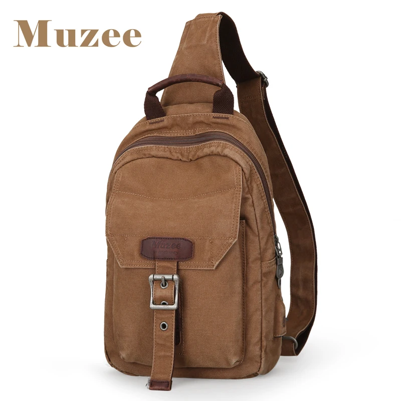 

Muzee Sling Bag for men Canvas Crossbody bag with USB Charging Port Messenger Bag Shoulder Sling Bag fit for 9.7 inch 1812