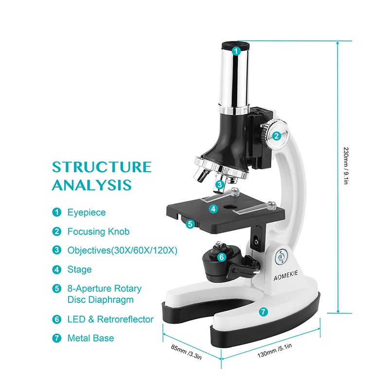 Набор микроскопов 300X до 1200X для детей, студентов, обучающих, пайки, Монокулярные Биологические микроскопы с удобным чехол