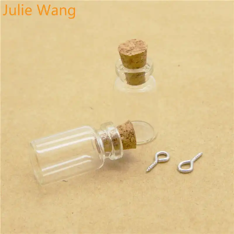 

Julie Wang 10PCS 1ml Mini Tiny Clear Glass Wish Bottles Vials Jars Containers Cork Stoppers Home Decoration Party Bless Bottles