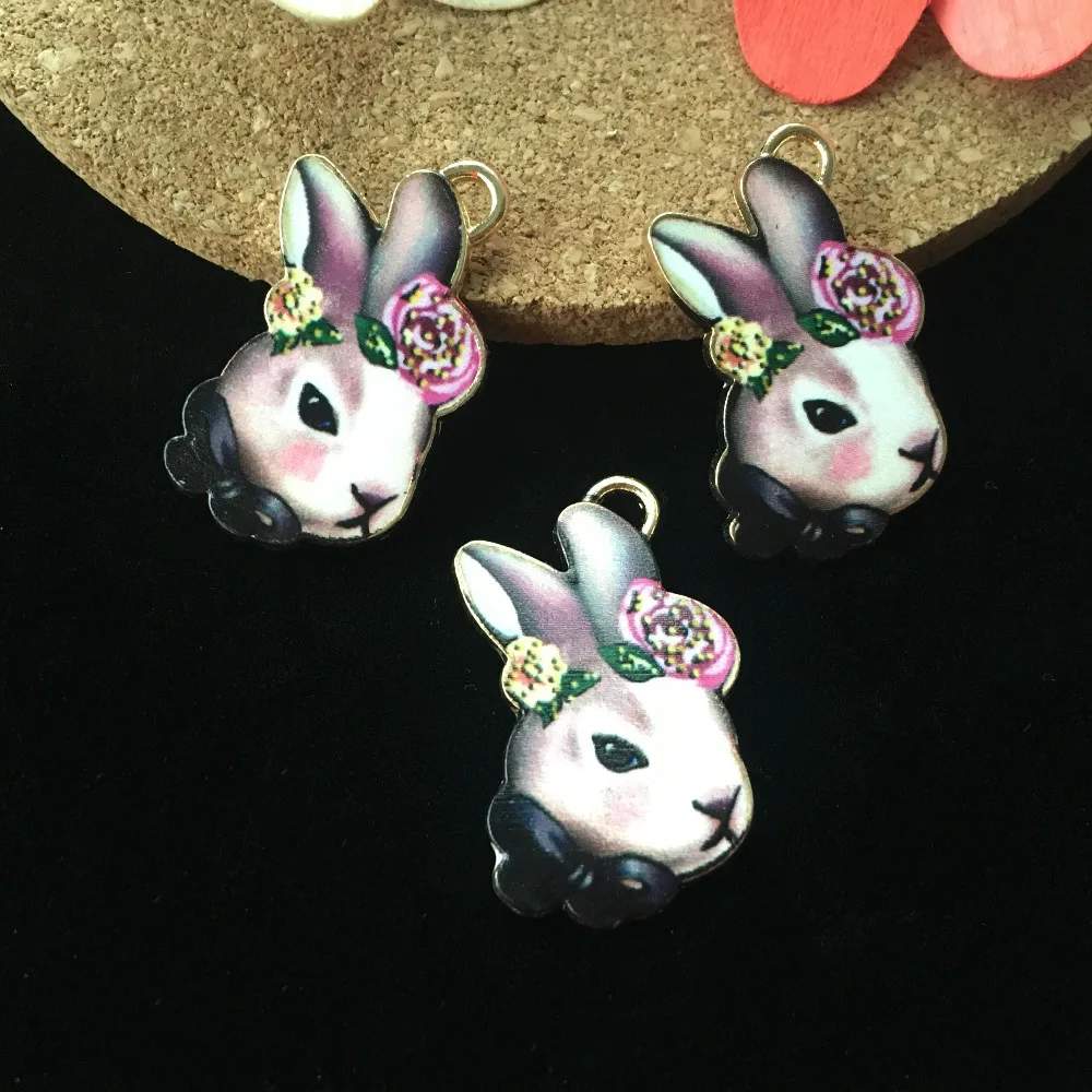 5 шт. металлические подвески в виде Головы Кролика|charm pendant|enamel pendantgold charm pendant |