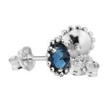 925 пробы Серебряные ювелирные изделия серьги с синим Кристаллы