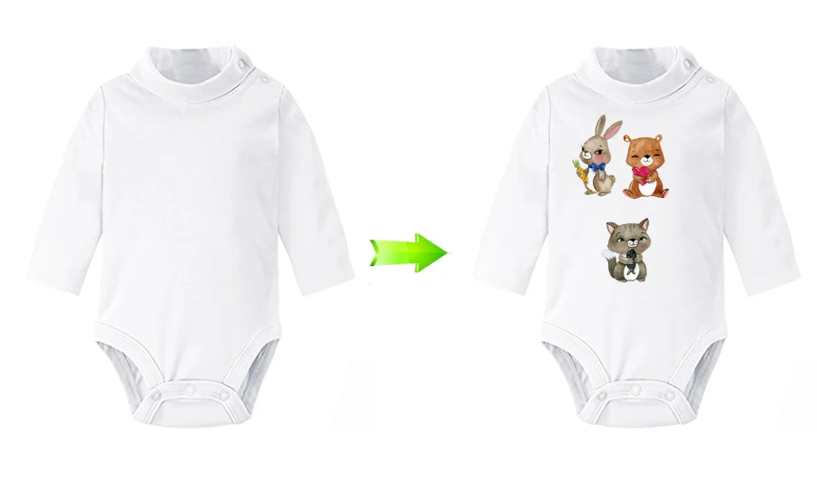 Cute Animal Patches Rabbit Cat Bear DIY Accessory A-level Washable Heat Transfer Iron Stickers Appliques 21X11cm4