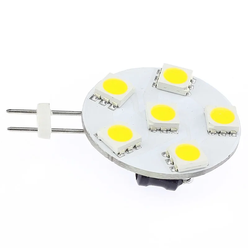 Приглушаемая SMD 5050 G4 6 светодиодная лампочка с круглой платой 1 Вт 12 В белый теплый