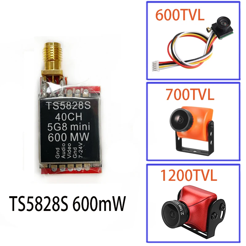 

FPV 5.8GHz 600mW 48 Channels TS5828 Mini Wireless A/V Transmitting TX Module + 600TVL / 700TVL / 1200TVL Camera For 220 250 Quad