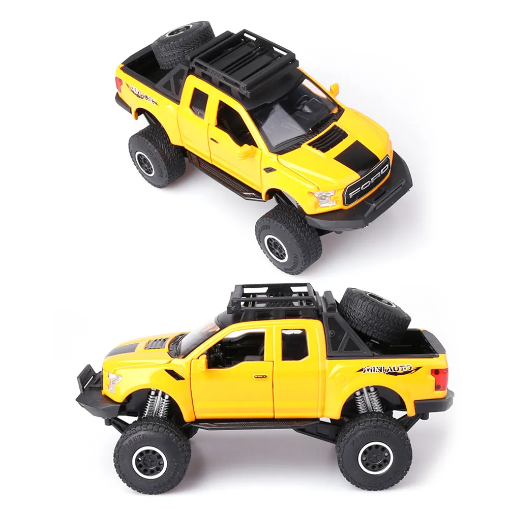 Мини-пикап Toy1: 32 модель пикапа игрушечный автомобиль для Ford F150 Raptor звук и свет и раздвижной автомобиль