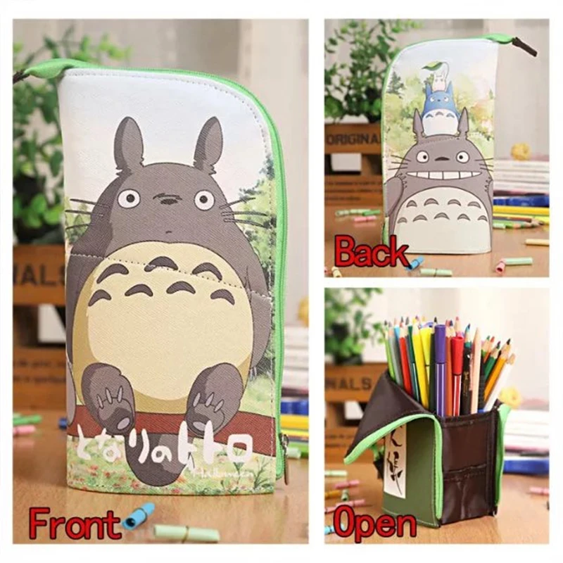 

Anime cartoon zipper Pencil Case Cosmetic bag Naruto One Piece Dragon Ball Totoro Pen bag pu pencil vase makeup bag Stationery