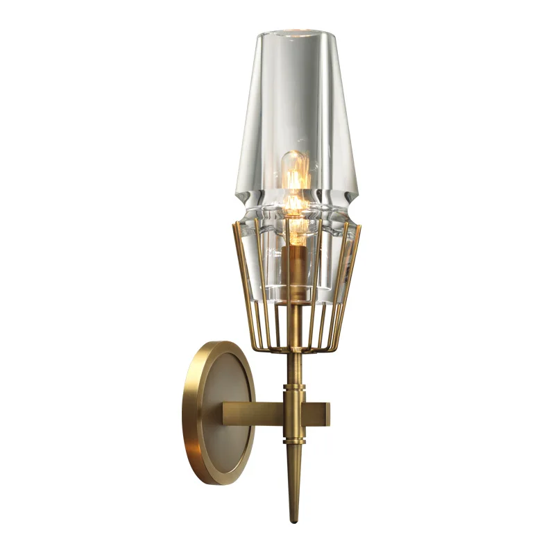 Us 58 79 30 Off Vintage Gold Brass Wall Light Indoor Living Room Bronze Wall Lamp Retro Interior Glass Lampshades Wall Sconces Reading Light In Led