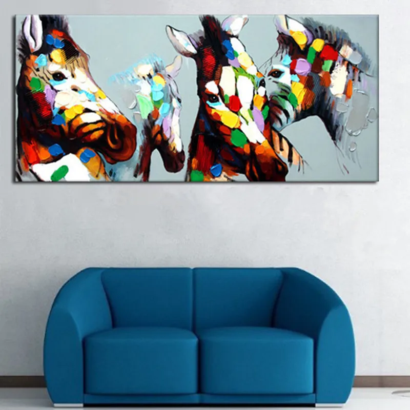 

Handpainted Abstract Zebre Animal Oil Paintings Home Decor Large Knife Palette Horses Pictures Canvas Painting for Living Room