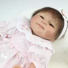 18 дюймов силиконовые reborn baby dolls мохер розовое платье реалистичные boneca reborn hadmade куклы для девочек подарок