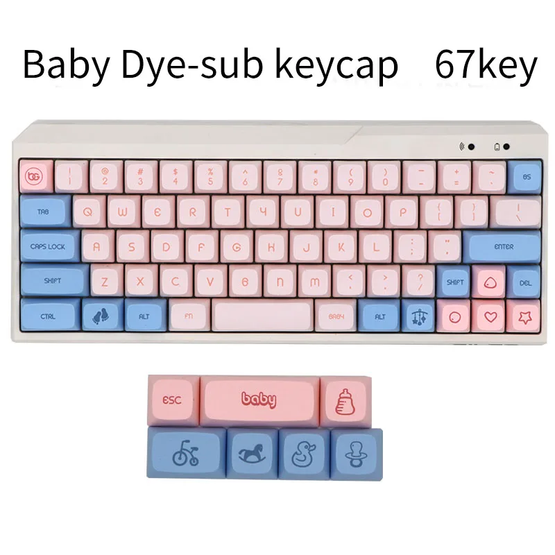 BGKC XDA Baby Ethermal Dye Sublimation fonts PBT DSA keycap For Wired USB mechanical keyboard Cherry MX switch keycaps - Color: minila 67 key