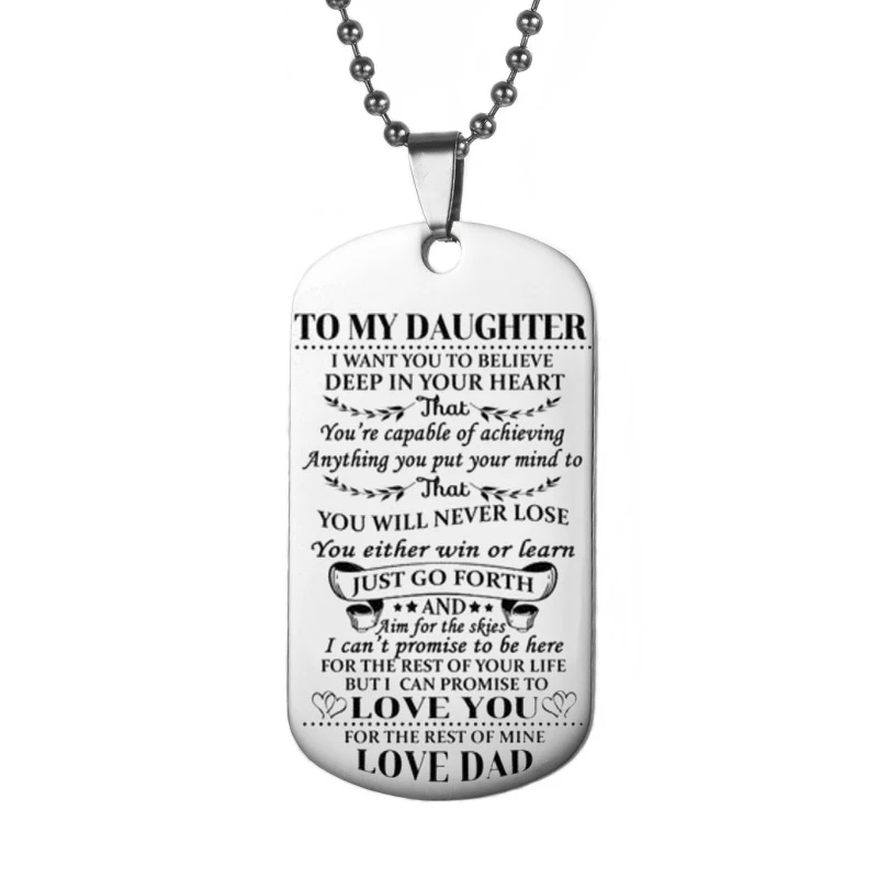 TO MY SON DAUGHTER Stainless Steel Pendant Necklace Engrave Name Love Dad Mum Tag Necklaces Customized Logo Jewelry Kids s|Ожерелья с