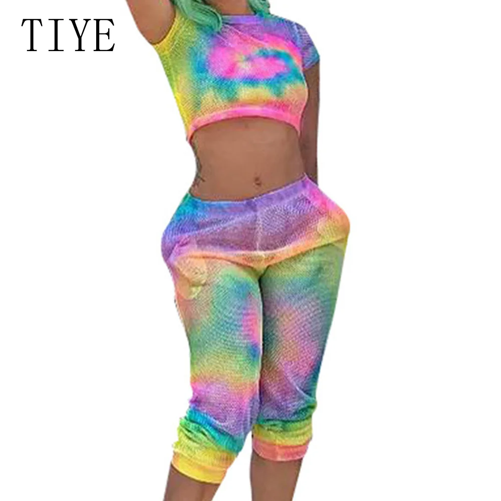 

TIYE Summer Grid Graffiti Retro Printing Two-piece Jumpsuits Women Short Sleeve Hollow Out Casual Playsuit Summer Street Wear