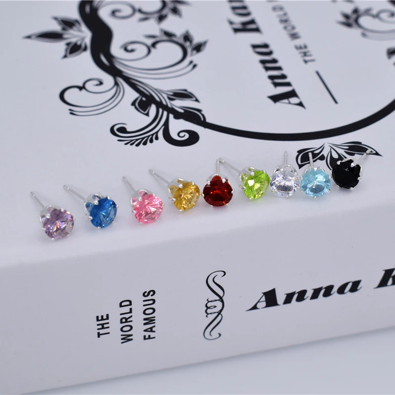 

2017 New Hot top jewelry 9 color 5mm Simulated zircon earrings Imitation Zircon earrings Fashion Ladies Earrings Er033N