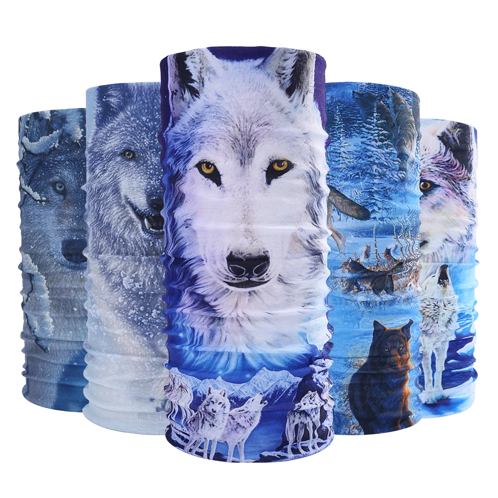 Multifunctional Snow Wolf Pattern Scarf Magic Animal Headband Headwear Muffler Bandana Neck Face