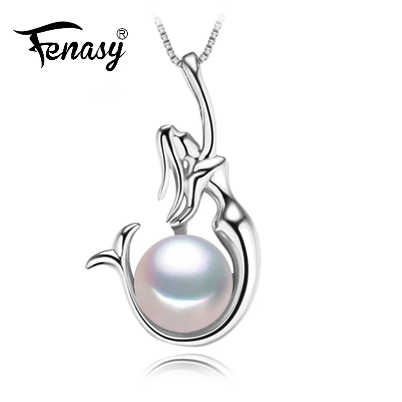 

FENASY Pearl Jewelry,natural Pearl Mermaid Necklace,Choker 925 sterling silver pendant for Women 2018 new natural stone pendant