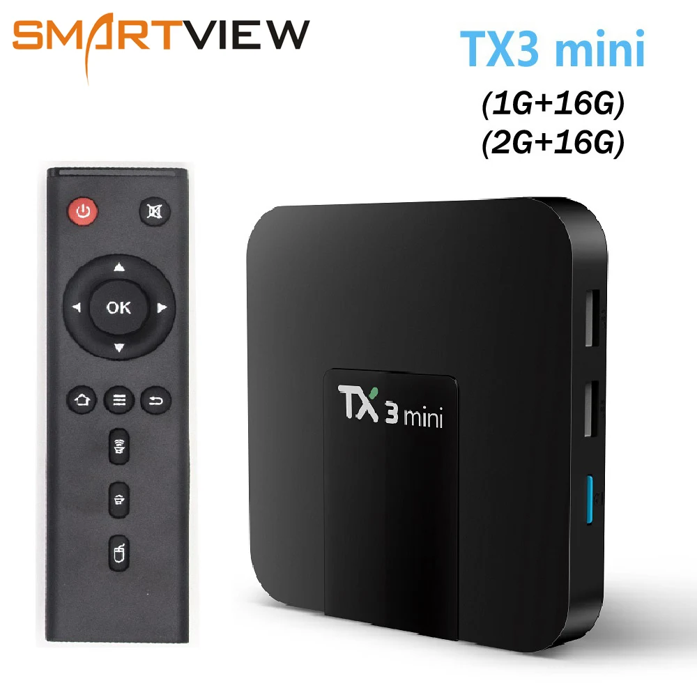 TX3 Мини Смарт ТВ коробка 1 ГБ/1 Гб 2 ГБ/16 GB Android 7 четырехъядерный Amlogic S905W Поддержка