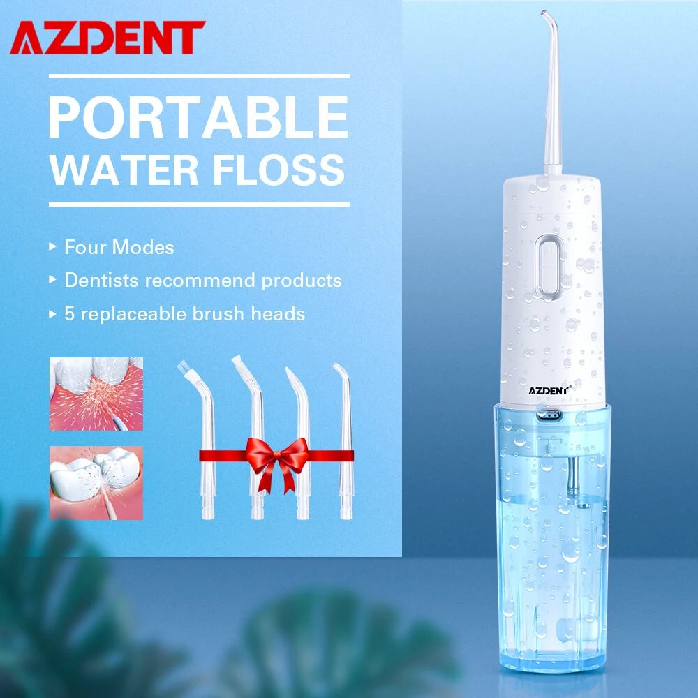 

AZ-008 Pro Electric Oral Irrigator 210ml Travel Foldable Water Teeth Washer 5 Tips USB Charger Waterproof 5 Mode Adult Children