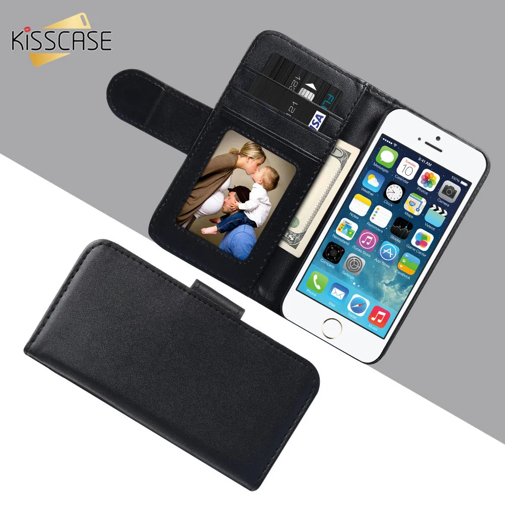 KISSCASE For iPhone 5S 5 Case Flip Leather Wallet Case For