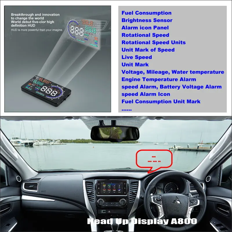 Автомобильный HUD Дисплей для Mitsubishi Pajero/Montero/L200 2009-2019 OBD проектор лобового стекла