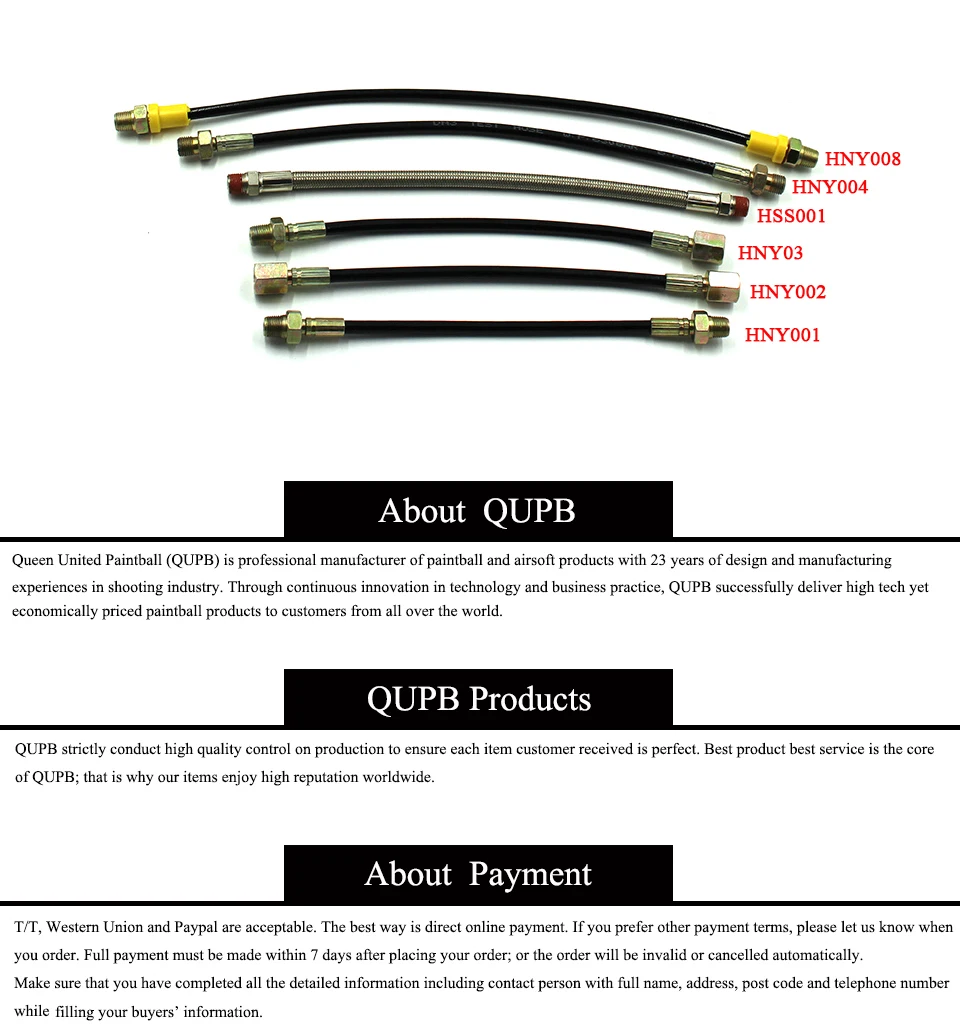 Qupb Пейнтбол 4500psi на высоком Давление шланг 30 см длинные M10 * 1 Мужской Нитки hny004
