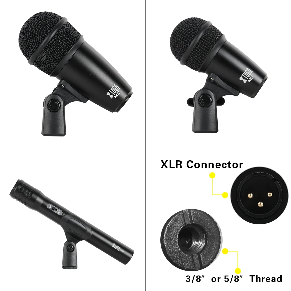 XTUGA MI7 7-Piece Wired Dynamic Drum Mic Kit 