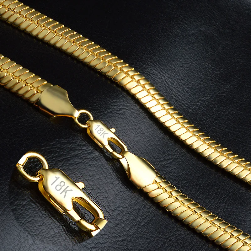 Панк Золотой цвет плоская змея цепочка на шею для мужчин 9 мм ширина цепи ювелирные изделия подарок для мальчика Прямая поставка