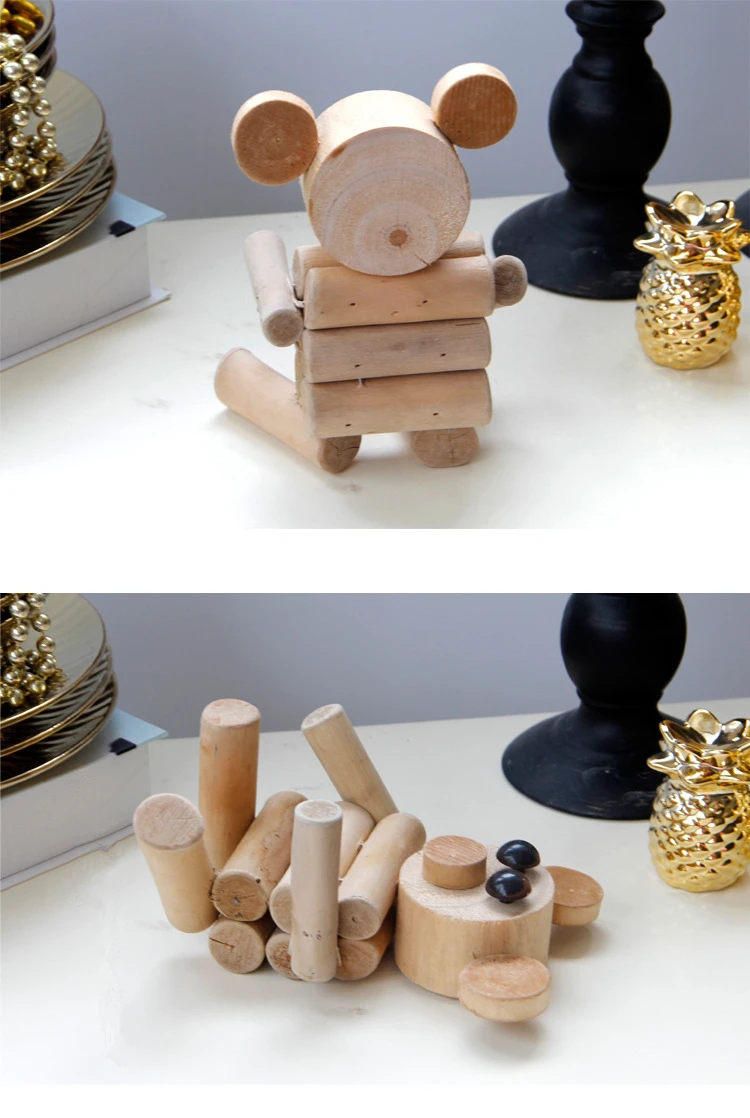 Wood Bear Figurines (2)
