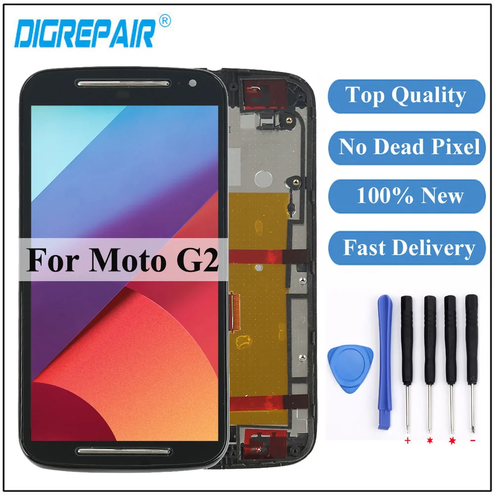 

For Motorola MOTO G2 LCD XT1063 XT1064 XT1068 XT1069 Display Touch Screen Digitizer With Frame Assembly For Moto G2 Display