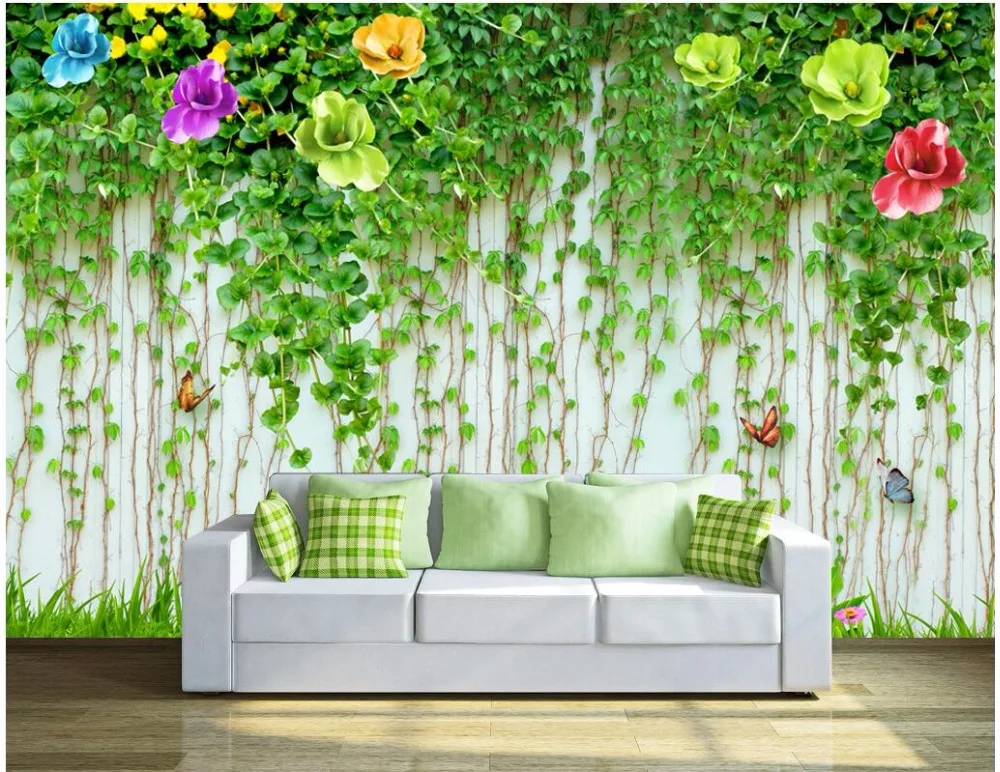 Custom Mural 3d Photo Wallpaper Hd Flower Vine Wall Butterfly Tv Background  Wall Painting 3d Wall Murals Wallpaper For Walls 3 D - Wallpapers -  AliExpress