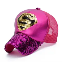 Новая весенне-летняя вышивка блестками буквы Супермен сетчатая бейсболка кепка Женская Повседневная солнцезащитная Кепка