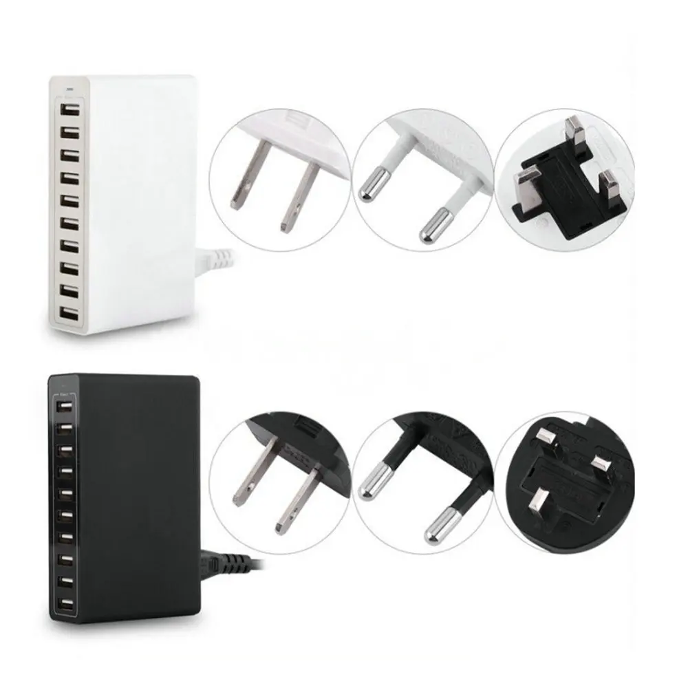 Dyalis EU/US/UK/AU 10 Порты и разъёмы USB Зарядное устройство 5 В 10A 50 Вт Wall быстрая зарядка
